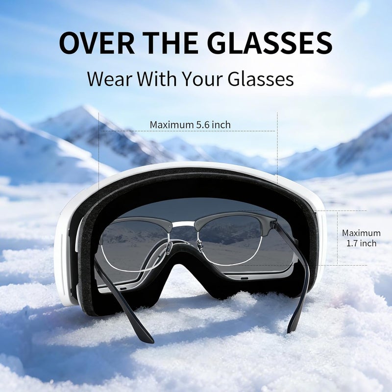 Veltuno Ski Goggles for Men Women Adult & Youth, OTG Snowboard Goggles Anti Fog, Snow Goggles UV Protection Wide Vision - Image 4
